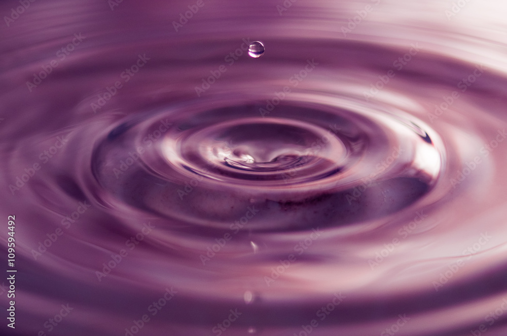 Macro photo of water drops falling into a pool of water, causing a splash and ripples. Macro photo of water drops falling into a pool of water, causing a splash and ripples.
