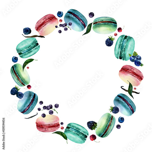Watercolor Macaron Round Frame