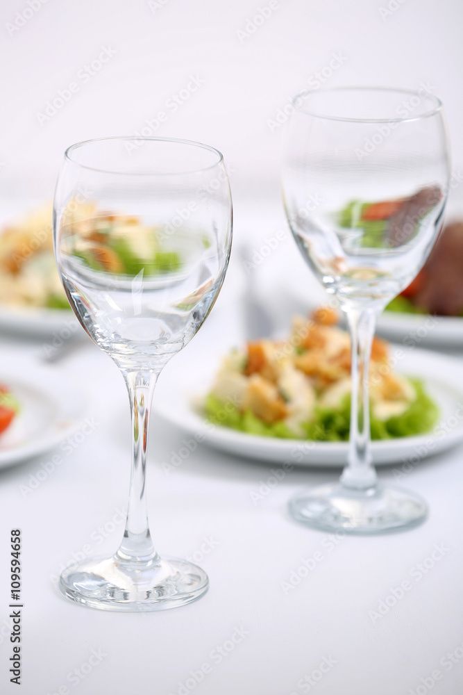 Dinner with wine in restaurant Dinner with wine in restaurant