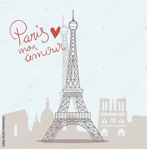 Paris mon amour Eiffelturm Vektor