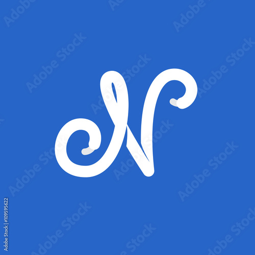 N letter logo formed by shoe lace.