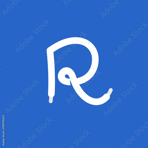 R letter logo formed by shoe lace.