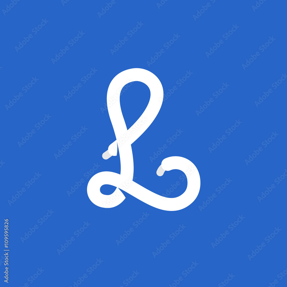 L letter logo formed by shoe lace. L letter logo formed by shoe lace.