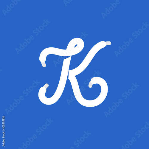 K letter logo formed by shoe lace.
