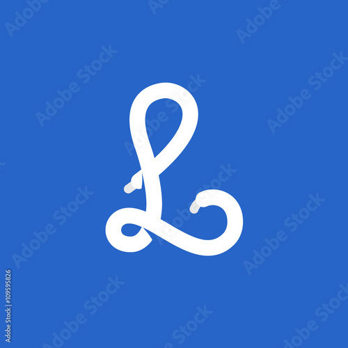 L letter logo formed by shoe lace.