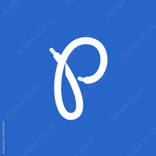 P letter logo formed by shoe lace.
