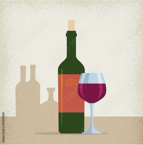 Weinflasche mit Weinglas Vektor