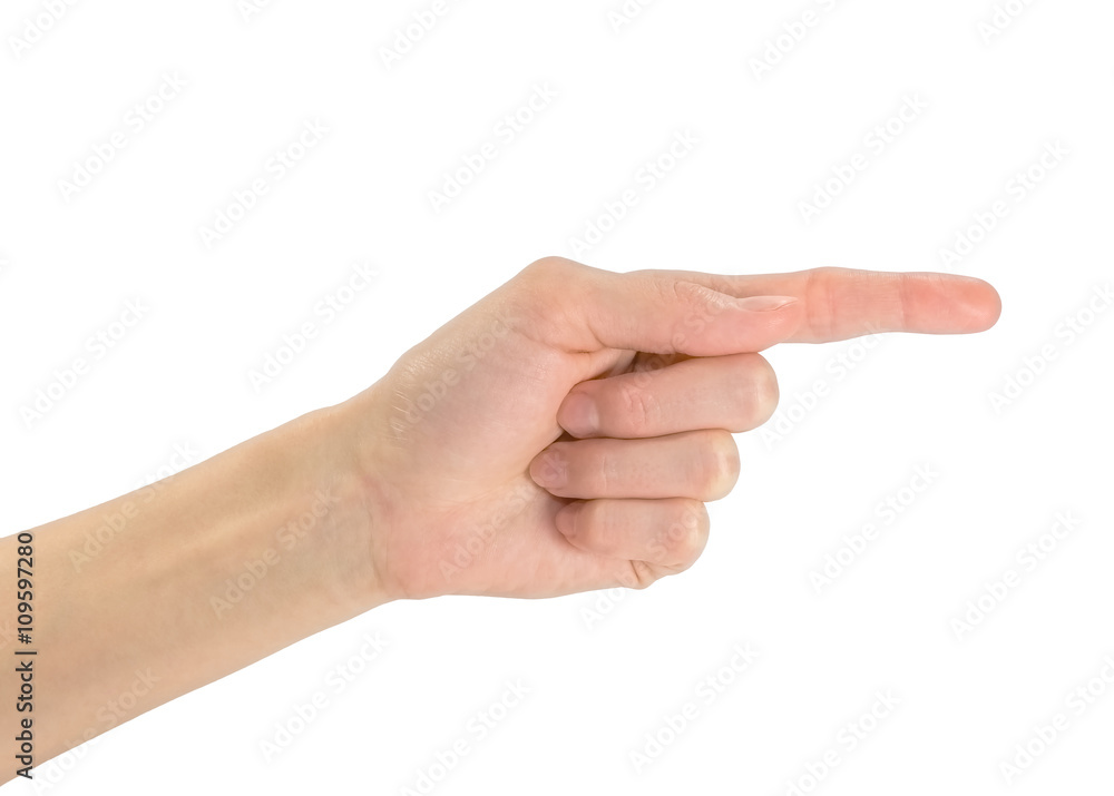 Hand with the forefinger shows to the right Hand with the forefinger shows to the right