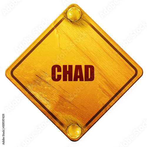 Greetings from chad, 3D rendering, isolated grunge yellow road s photo