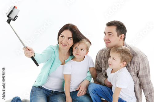 Happy family making selfie ...