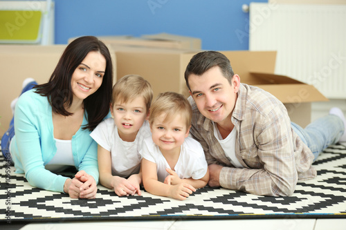 Moving concept. Happy famil...