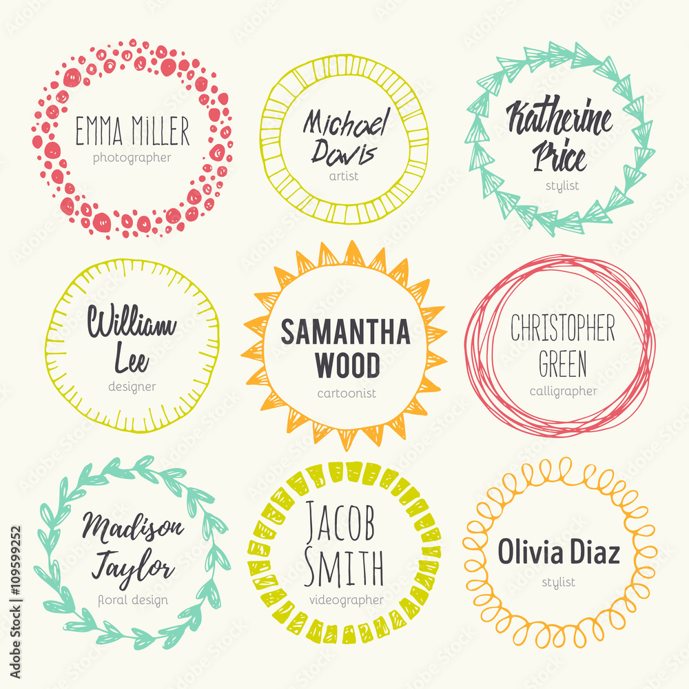 Set of hand drawn logo templates. Set of hand drawn logo templates.