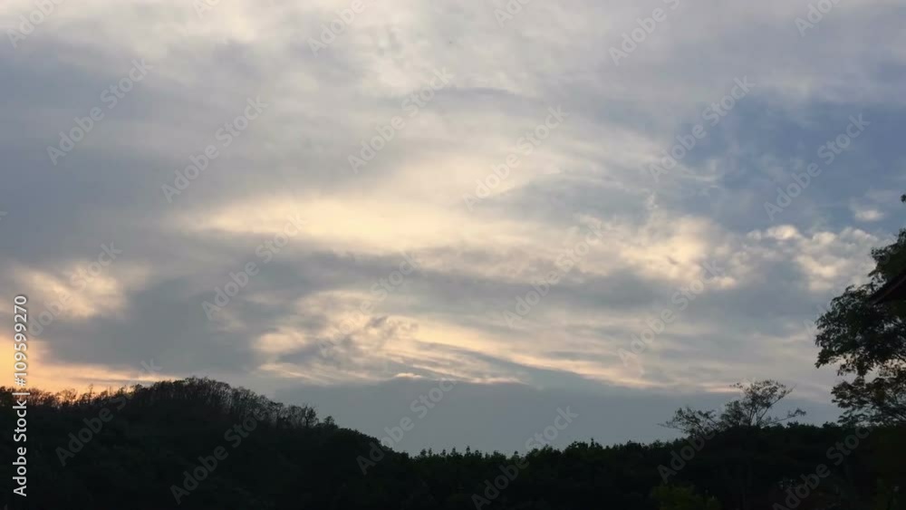 Beautiful time lapse of mountains clouds, silhouette in the morning Beautiful time lapse of mountains clouds, silhouette in the morning