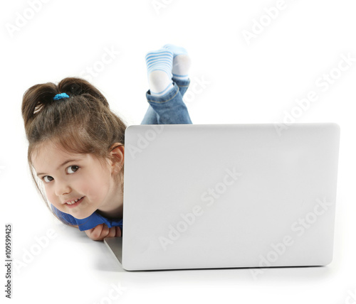 Little girl with laptop iso...