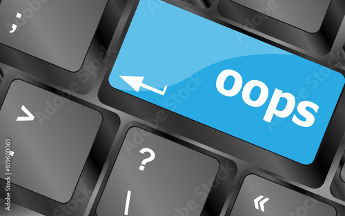 The word oops on a computer keyboard. Keyboard keys icon button vector