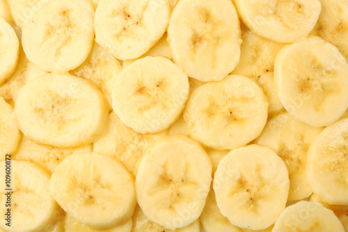 Ripe banana slices, background