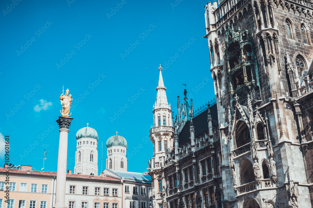 Marian Column and New City Hall, Munich, Germany