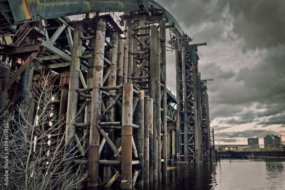 abandoned bridge across the Dnieper in Kiev abandoned bridge across the Dnieper in Kiev