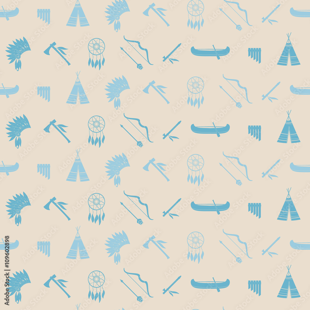 Seamless background with american indian icons for your design Seamless background with american indian icons for your design