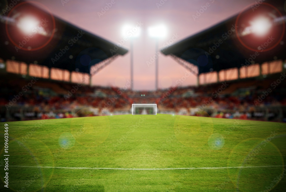 Obraz premium rozmyte stadion piłkarski i stadion piłkarski areny mistrzów boiska