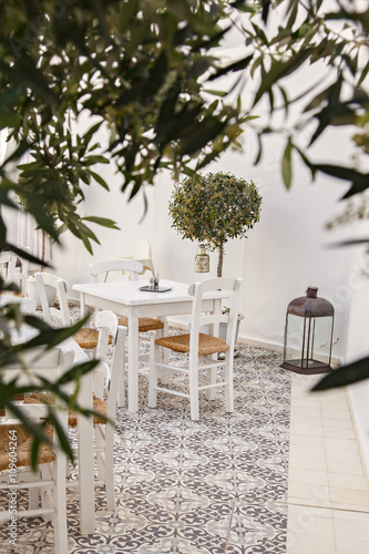 Dining in the courtyard