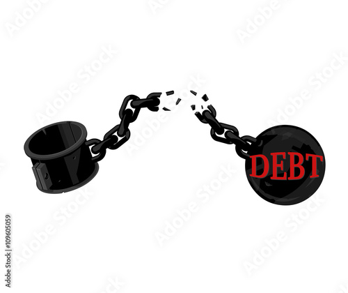 Vector illustration of a dept free icon.
Broken Iron Ball and Chain - Debt free financial concept.