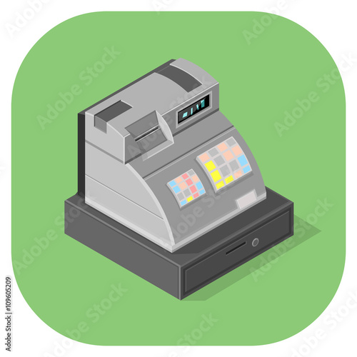 Vector illustration of an Cash Register flat icon.
Electronic Retail Device -  For Buying and selling concept.