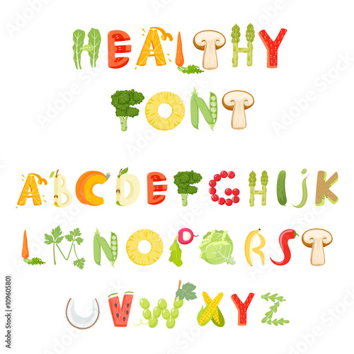 Food alphabet vector