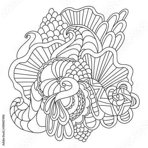 Coloring pages for adults.Decorative hand drawn doodle nature ornamental curl vector sketchy pattern.