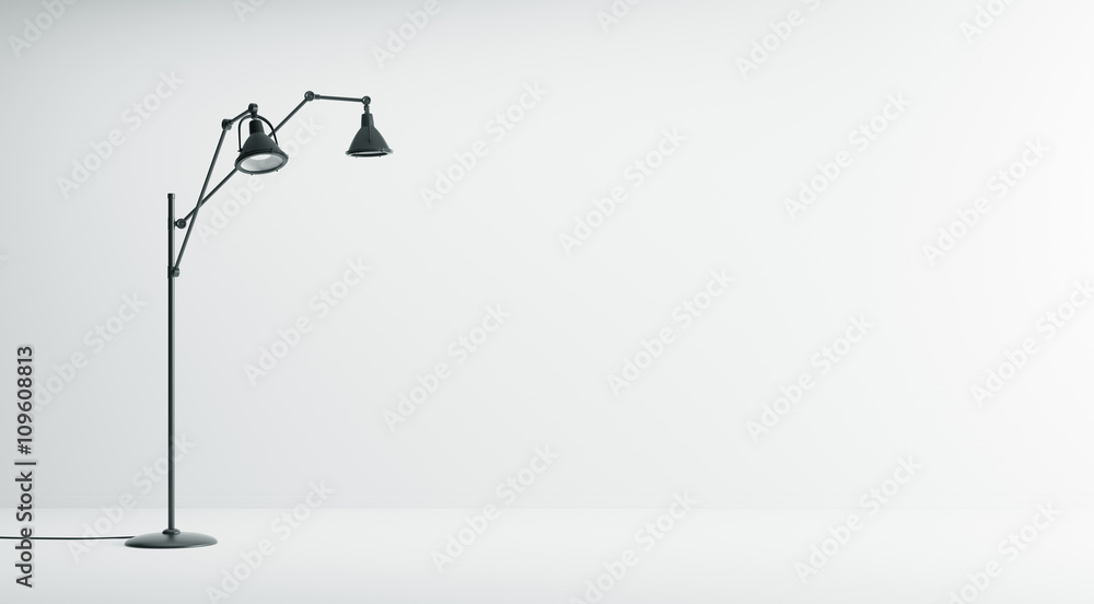 Interior background with black floor lamp 3d rendering Interior background with black floor lamp 3d rendering