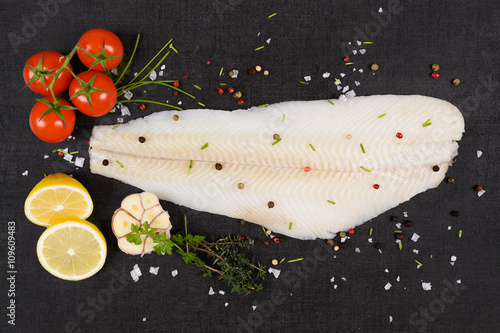 Fresh halibut fillet.