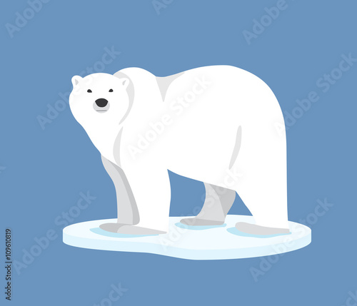 Polar bear standing on ice floe, side view