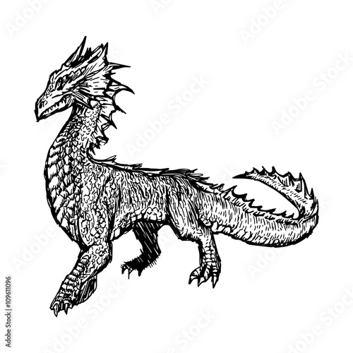 illustration vector hand draw doodles of imaginary creature isolated on white background