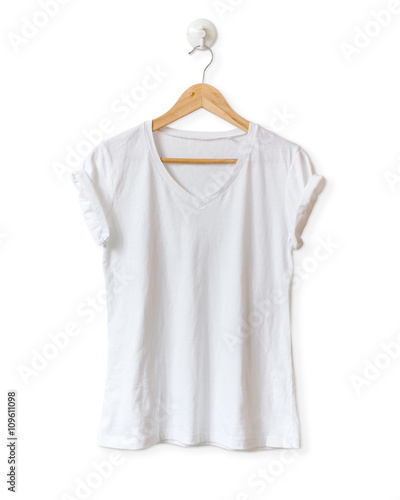 White blank T-shirt isolated on white background.