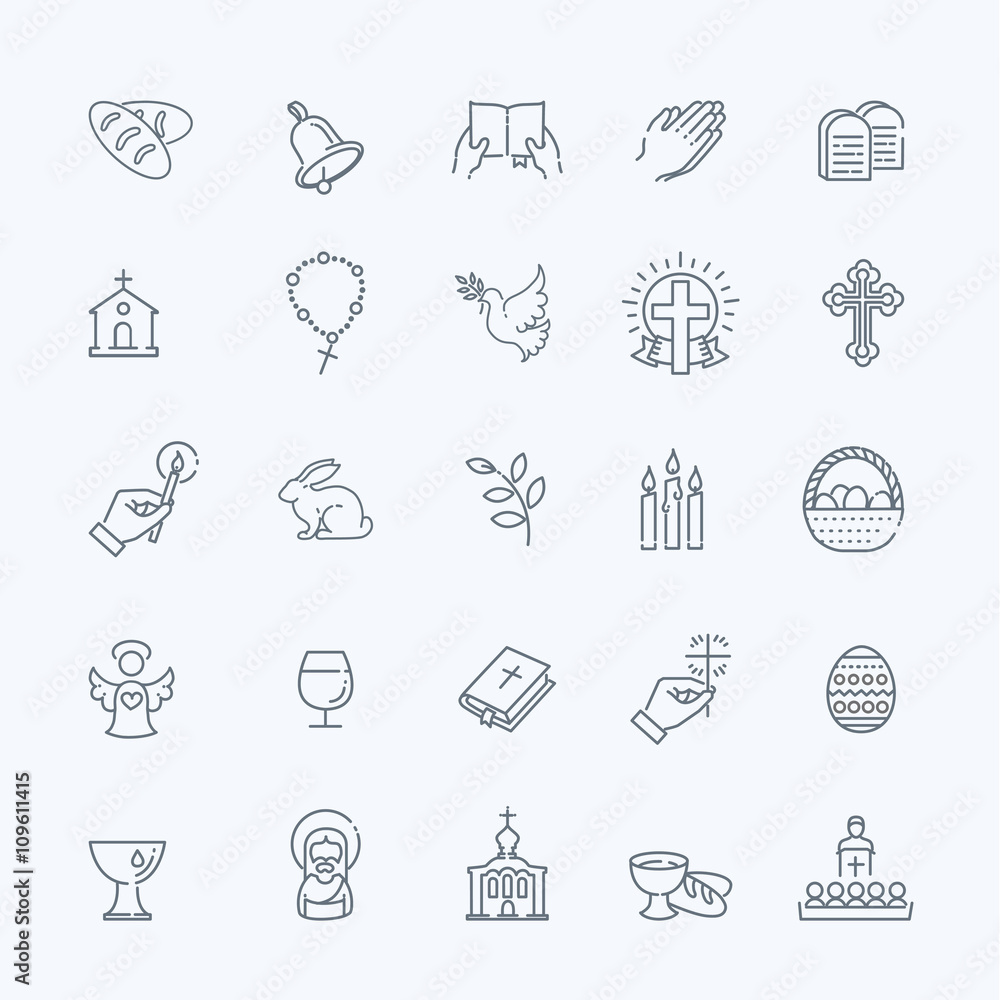 Easter icons set. Christianity icon set Easter icons set. Christianity icon set