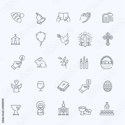 Easter icons set. Christianity icon set