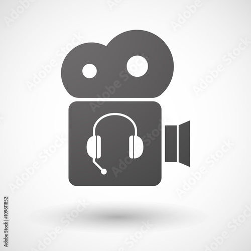 Isolated cinema camera icon with  a hands free phone device