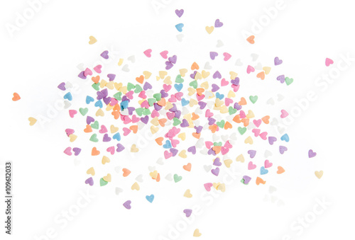 Sugar sprinkle dots hearts, decoration for cake and bakery, as a background