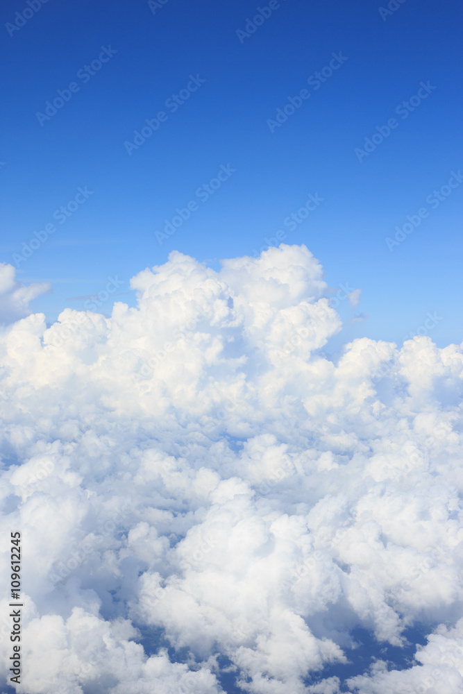 white cumulus clould and cloudscape on blue sky horizon background white cumulus clould and cloudscape on blue sky horizon background