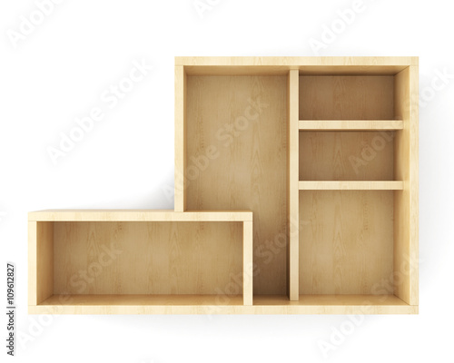 Fototapeta Naklejka Na Ścianę i Meble -  Blank wooden wall shelving on white background. 3d illustration.
