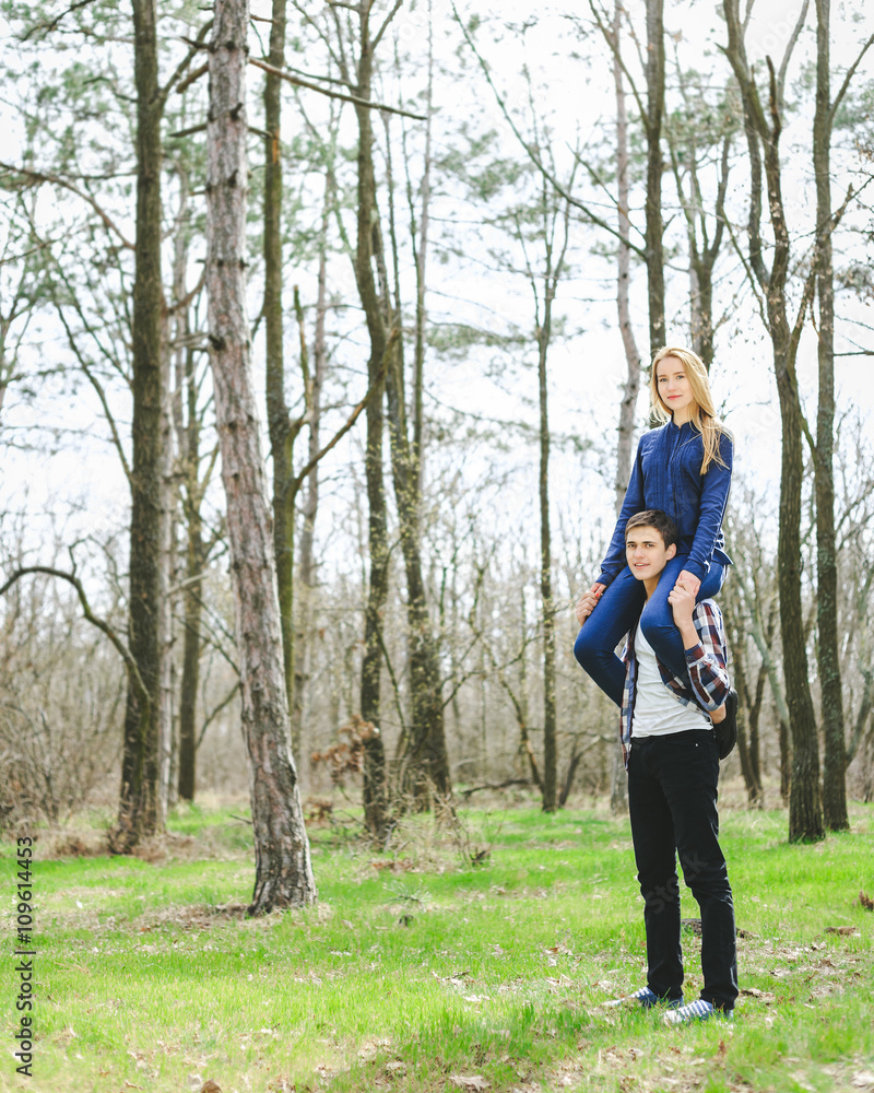 Young couple in love having fun and enjoying Young couple in love having fun and enjoying