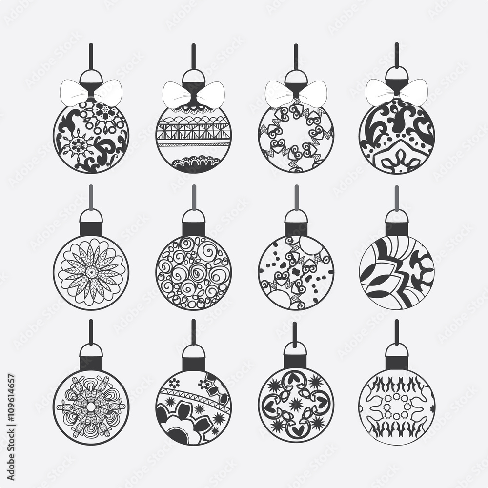 set of Christmas balls isolated on white background. set of Christmas balls isolated on white background.