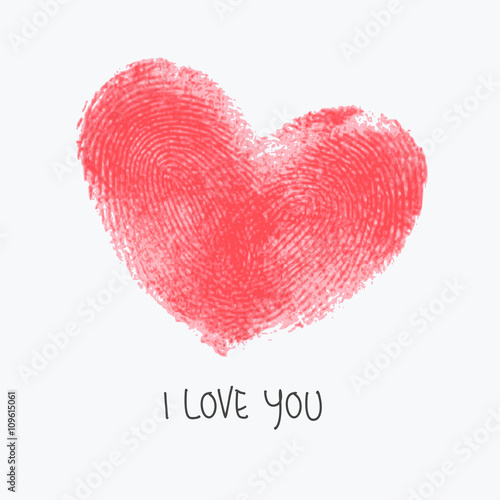 Creative poster with double fingerprint heart