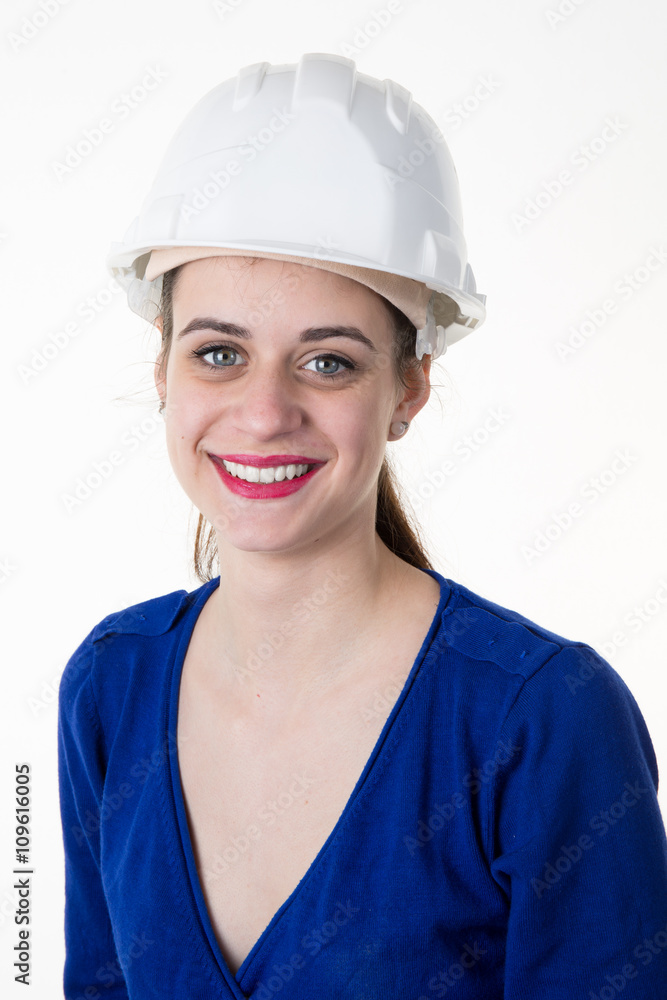 confident female architect isolated on white background confident female architect isolated on white background