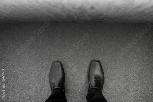 Black shoes standing at the deadlock