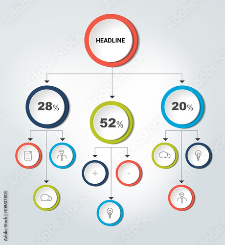 Infographics flowchart. Colored shadows scheme.