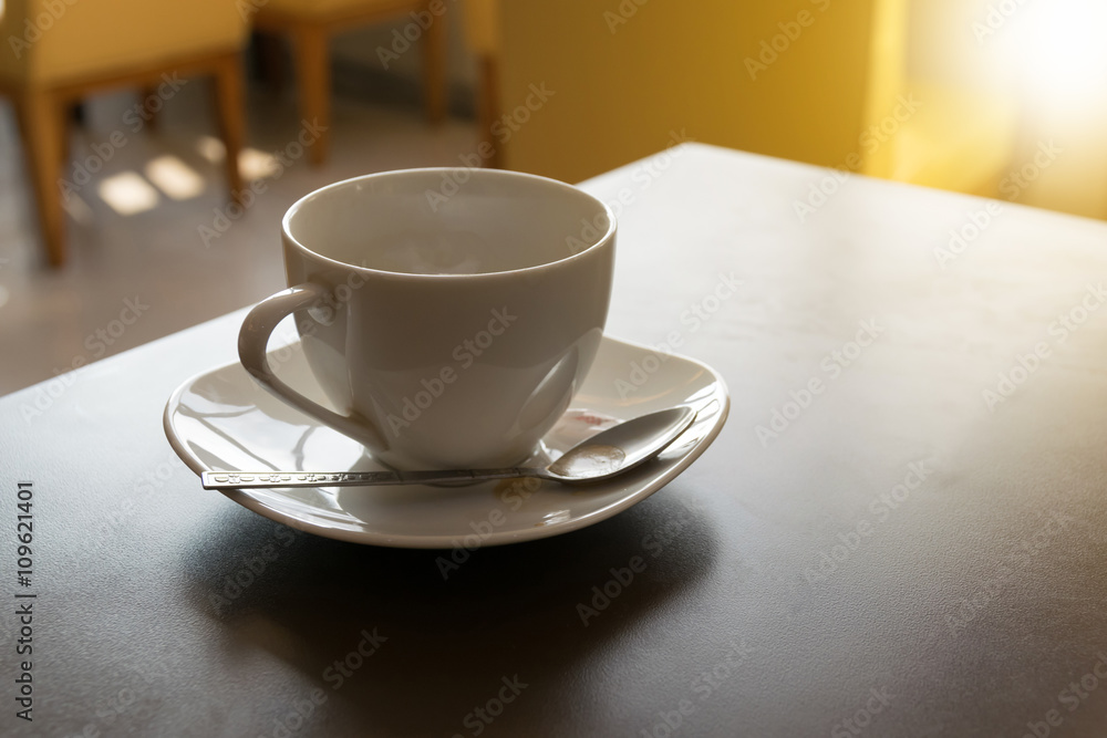 coffee cup in coffee shop. Morning light coffee cup in coffee shop. Morning light