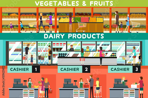 People Shopping in a Grocery Store