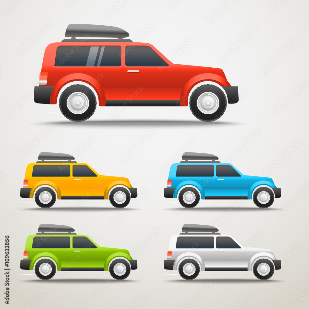 Different color cars vector illustration