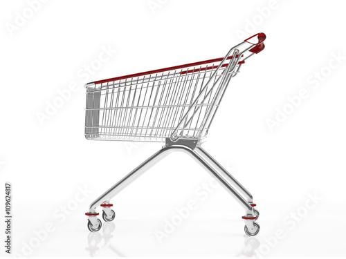 A shopping cart isolated on white.3D rendering. © jm1366
